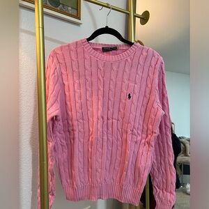 SOLD-Brand New Ralph Lauren Pink Cable Knit Crew Neck Sweater